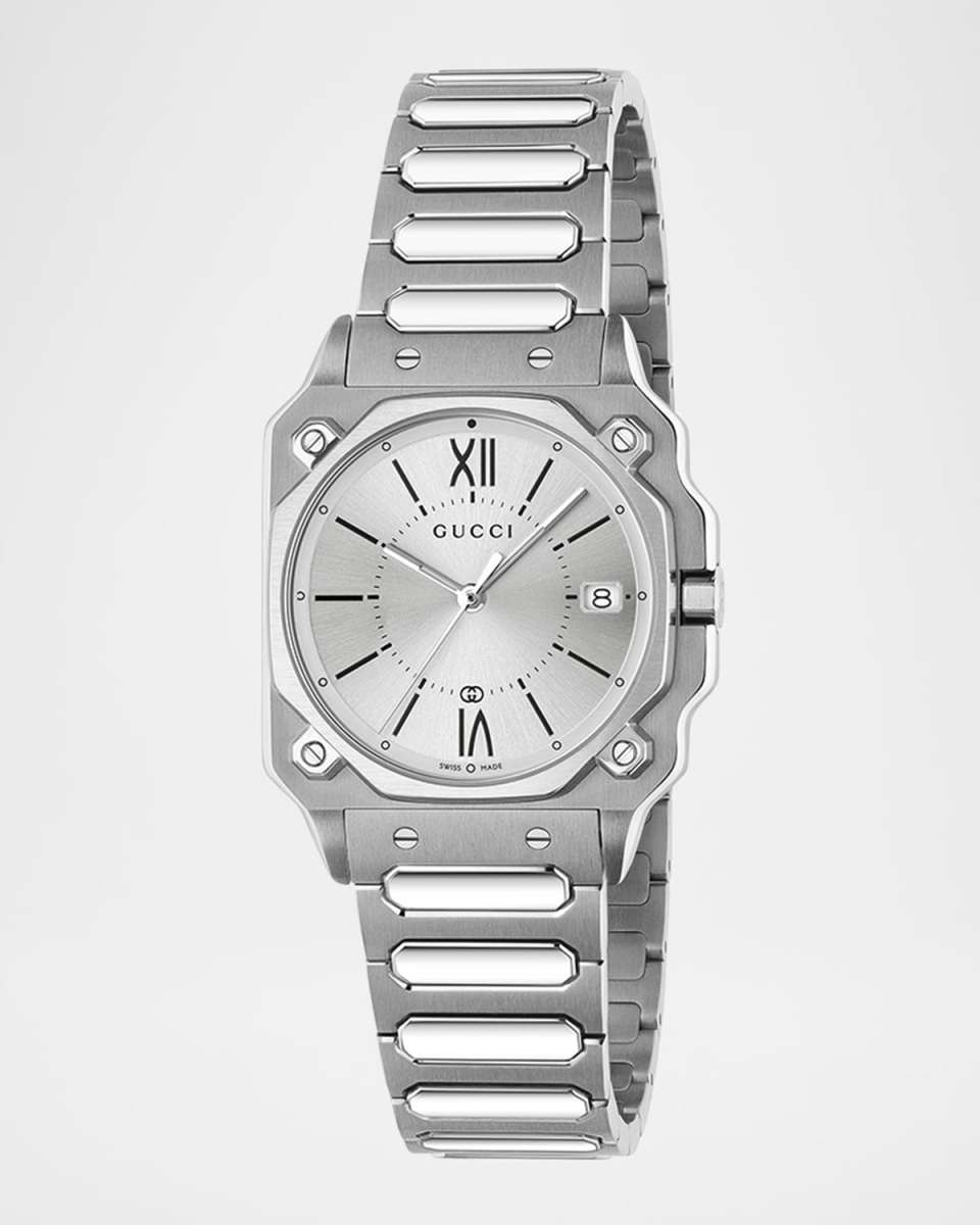 Stainless Steel G-Flat 30mm Bracelet Watch with Silver Dial